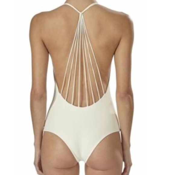 MIKOH WHITE COPACABANA MULTI SKINNY STRING RACER BACK ONE PIECE (S) NWT - Picture 1 of 6